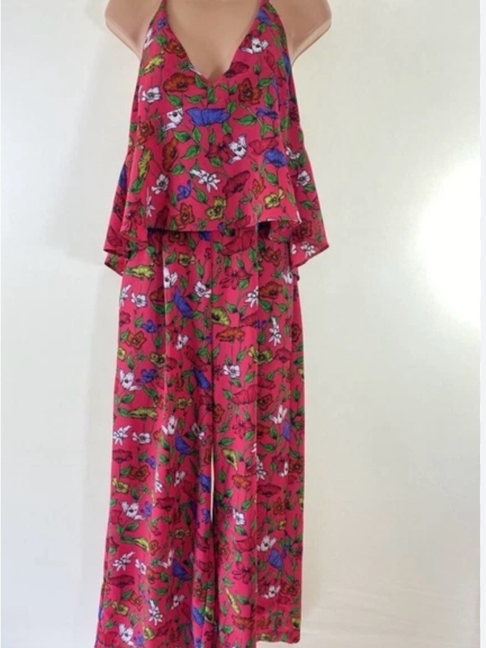 ZARA Women’s Pink Floral Wide-Leg Jumpsuit